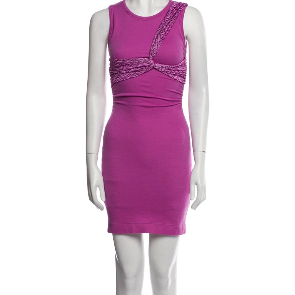 Fendi Pink Ruched Tie Front Mini Dress
